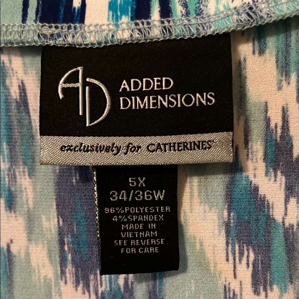 Added Dimensions Blue and White Patterned Top - Picture 2 of 4
